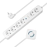 LogiLink LPS271 - Steckdosenleiste 6-Fach, Davon 4 mit Fußschalter, 6X CEE 7/3, 1,5 m, weiß