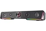 Speedlink Gravity RGB Stereo Soundbar – PC Lautsprecher mit Bluetooth Verbindung für Smartphone/Tablet und 3,5mm Klinke, RGB Beleuchtung, Kopfhörer- und Mic-Anschluss, schwarz