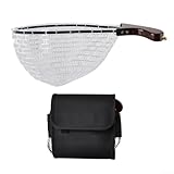 Solaughguy Faltbarer Angelkescher mit Edelstahlrahmen und PVC-Netztasche zum Fliegenfischen und Bachfischen, 47 cm Länge mit Aufbewahrungstasche