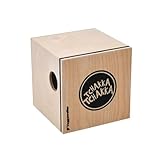 VOLT KazooJon Würfel Mini Cajon Bongo Kazoo Holz Schlagwerk Instrument (12 x 12 x 12 cm, Birke/Pinie, patentierte Schlagflächen, mit Dämpfungselement), Braun/Schwarz