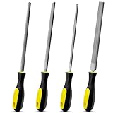 Yonality 4 Stück Feilen Set 8 Zoll, 200mm Feilenset Metall, Enthält unter anderem Flachfeile, Rundfeile, Halbrundfeile, Dreikantfeile, Handy Tools for Fine Finishing, für Werkstatt und Heimwerken