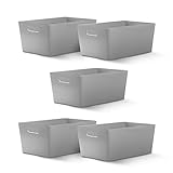 Graue Aufbewahrungsbox aus Kunststoff - 5 St. Ordnungsboxen für Küche, Haus oder Büro, Aufbewahrungskörbe für Regale, Schubladen, Wäsche, Schrank, Kunststoffbox, Körbe & Behälter (25,5 x 17 x 11cm)