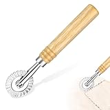 Teigschneider Roller Nudelschneiderrad Teigrädchen Gewellt Teigrädchen Ravioli Crimper Cutter mit Holzgriff Gezähnter Teigrad Gewellt Pasta Zubehör für die Heimküche