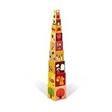 Janod - The 4 Seasons Square Pyramid - Stacking Blocks - Toddler Manipulation Toy - For children from the Age of 1, J02917, Andere Farbe