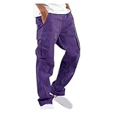 SIYAN Cargohose Herren Outdoor Hose, Arbeitshose Herren Winter Hose Baggy Cargohose Sporthose Stretch Bequeme Freizeithose Causal Lässige Jogging Herrenhose, S-5XL(Purple,4XL)