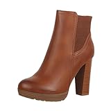 Elara Damen Stiefelette Ankle Boots Chunkyrayan EL500 Camel-41