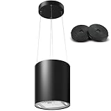 SNDOAS Inselhaube, Dunstabzugshaube Umluft 35cm mit 700 m³/h Starker Saugleistung, inkl. Aktivkohlefilter, 3 Leistungsstufen, LED-Licht, Leise Betriebsgeräusche 55dB, Schwarz
