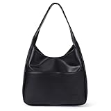 CUNGGI Tragetaschen für Damen große Umhängetasche Hobo Tote Bag aus veganem Kunstleder lässige Retro Schulterhandtasche für den täglichen Gebrauch (Schwarz)
