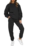 Yutdeng Jogginganzug Damen Set Warm Trainingsanzug Damen Fleece Sportanzug Damen Langarm Hausanzug Winter 2 Stück Freizeitanzug Frauen Loungewear Sport Pullover Sweatshirt Jogginghose Sportswear Weich