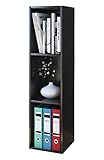 VCM Holzregal stehend | platzsparendes Regal | Maße: H. 107 x B. 34 x T. 30 cm | Elegantes Regal stehend | Aufbewahrungsregal | Bücherregal - Mendas Schwarz