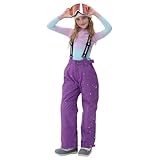 SMONTY Skihose für Kinder Mädchen Winter Wasserdicht Winddicht Warme Snowboard-Rückenhose(Lila, 10-12)