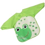 Supvox Malschürze für Kleinkinder 1 3 EVA Lätzchen mit Langen Ärmeln Grün mit Froschmotiv Verstellbar und Leicht zu Reinigen