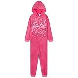 Barbie Onesie Mädchen, Jumpsuit Kinder mit Kapuze, Warmer Schlafoverall - Geschenke für Mädchen & Teenager (Rosa, 11-12 Jahre)