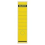 Leitz Rückenschild selbstklebend für Standard- und Hartpappe-Ordner, 10 Stück, 80 mm Rückenbreite, Langes und breites Format, 62 x 285 mm, Papier, gelb, 16400015