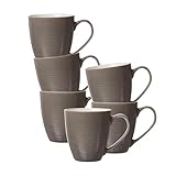 Ritzenhoff & Breker Suomi Jumbobecher 6er Set, 550 ml, XXL Henkelbecher mit feinen & ausgeprägten Reliefierungen, Skandinavisches Design, Porzellan, Taupe