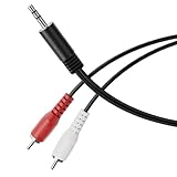 HDSupply Klinke auf Cinch Kabel, 5,00m 3,5 mm Aux RCA Audiokabel, 3 polig Stereo Audio, Y Adapter Kabel für Subwoofer, Soundbar, Fernseher, Auto, Radio, Smartphone, Tablet, Schwarz