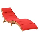 Sonnenliege Klappbar Gartenliege mit Auflage, Garten Relaxliege Outdoor Liege Terrassenliege Liegestuhl, 184 x 55 x 65 cm Massivholz Akazie