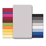 CelinaTex Jersey Topper Spannbettlaken Lucina 200x200-200x220cm Silber grau 100% Baumwolle gekämmt bis 12cm Matratzenhöhe Spannbettbezug, Leintuch, Bettlaken, elastisch, Strech, Oeko-Tex