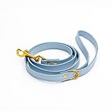 PRÉÉ Hundeleine aus Leder, für mittelgroße Hunde, für kleine Hunde, 2m / 1m Hundeleine, Kurze Hundeleine, Dickes Leder, Lederleine für Haustiere (Blau)