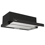 KKT KOLBE Dunstabzugshaube 60 cm | Unterbauhaube | Schwarz | Abluft | Umluft | Einbauhaube | Edelstahl | Druckknopf Bedienung | TEL350S