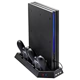 Kinwin vertikaler Stood kompatibel mit PS4 Pro mit Cooling -Lüfter, Controller -Ladestation, kompatibel mit Playstation 4 Pro, Ladegerät für DualShock 4 -Controller mit LED -Ladeindikator