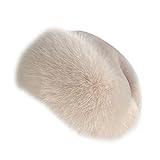 Asudaro Fellmütze Damen, Fellmütze Pelzmütze Damen Wintermütze Kunstpelz Fuchspelzmütze Plüsch Baskenmütze Schneemütze Warm Weich Stirnband Hut,Beige