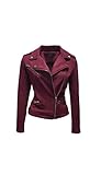 ODCOCD Wildleder-Jacke für Damen, langärmelig, Reißverschluss, lässige Oberbekleidung, Burgunder, XS