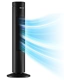Pro Breeze® Oszillierender Turmventilator, 76,2 cm, mit ultrastarkem 60-W-Motor, Fernbedienung, 7,5-Stunden-Timer und 3 Lüftermodi für Zuhause und Büro – Schwarz