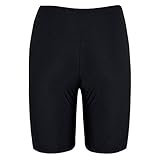 jieGorge Sexy Damen-Badeanzug, sportlich, mit Sonnenschutz, elastische Badehose, Skinny-Capri-Badeshorts, Badehose für Damen, Bauchkontrolle (schwarz M)
