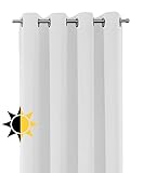 BEAUTEX Verdunkelungsgardine mit Ösen, Blackout Ösenschal Blickdicht abdunkelnd, Größe und Farbe wählbar (Breite: 140 cm, Höhe: 145 cm, Weiß)