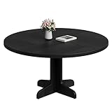Niwugady Runder Esstisch, Küchentische aus Holz, Metall, Landstil Esszimmertisch für 4 bis 6 Personen, Kreis Kaffee-Esszimmertische für Zuhause, Küche, Wohnzimmer, 120x120x76cm, Schwarz, Nur Tisch