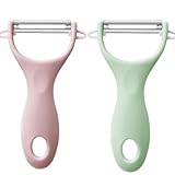 Shunshi Kartoffelschäler, Y-förmig, schwenkbarer Gemüseschäler, Obstschäler für Küche, rutschfester Griff, ergonomischer Griff, scharfe Klinge, Edelstahlschäler (2 Stück/Rosa & Grün)