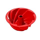 saphe Silikon-Backform, geriffelt, antihaftbeschichtet, 25,4 cm, runde Kuchenform für Kuchen, Gelatine, Brot, Brownie, Silikonrohr-Backform