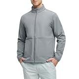 Rouen Softshelljacke für Herren, mit Fleece gefüttert, leicht, Reißverschluss, wasserabweisend, Windbreaker, isoliert, Sport, Golf, Winterjacken, Hellgrau, S
