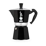 Bialetti - Moka Color: Ikonische Espressomaschine für die Herdplatte, macht echten Italienischen Kaffee, Moka-Kanne 1 Tassen (60 ml), Aluminium, Schwarz