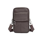 Herren-Ledertasche, Herren-Umhängetasche, klein, für Gürtel, Brust, multifunktionale Gürteltasche für Handy, Geldbörse und Reisepass, Vintage-Stil, brauner Stil, 4-in-1-Design mit abnehmbaren