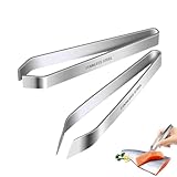 WUSJCOF 2pcs Edelstahl Küchenpinzette Fischgrätenzange Fischpinzette für gräten Grätenpinzette Grätenzange für fisch für Huhn Ente Schwein Haar (12cm)