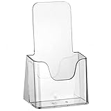 ogoPLUS Aufsteller (1 Stück), Hochformat, Auswahl an DIN lang, transparenter Prospektständer/Flyerständer/Prospekthalter/Prospektbox, glasklar, leichte Neigung für optimales Blickfeld