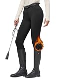 WILLIT Damen Reithose Winter gefüttert Reithose Fleece Reitleggings Silikon Vollbesatz Reitsport Thermo Hose mit Taschen Gürtelschlaufen Schwarz M