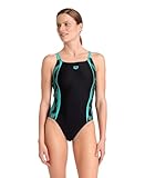 Arena Damen Women's Pro Back Graphic One Piece Swimsuit, Black-Water, 34 EU