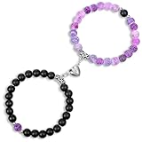 2 Stück Magnetische Pärchen Armband Paare Damen Herren Partnerarmbänder Fernbeziehung Armband Herzförmige Partner Armbänder BFF Freundschaftsarmbänder für Freund Freundin Liebhaber Beste Freundin