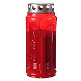 Grablicht, klassische Form, rot, mit silberfarbenen Wind- und Regenschutz aus Metall