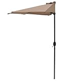 casa.pro Halbschirm 'Eger' Ø300cm Halb-Sonnenschirm Balkonschirm Kurbelschirm Schirm Halbrund Stahl Polyester 160g/m² Beige