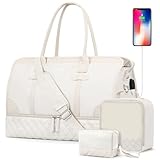 ETRONIK Weekender Reisetasche Damen, Große Reisetasche mit Schuhfach & Nass-Tasche, Weekender Bag Damen Tragetasche Sporttasche mit Kulturtasche, Tasche für Krankenhaus 4er Set (Beige)