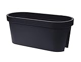 Spetebo Balkon Geländer Blumentopf in anthrazit - 60 x 28 cm - Pflanztopf Blumenkübel Geländertopf oval