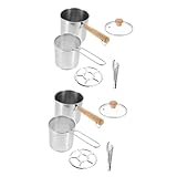 Alipis 2 Sätze Fritteuse Aus Edelstahl Deckel Nicht Ofen Grillpfanne Frittierkorb Zum Braten Geschirr Wok Für Gasherd Machen Bratpfanne Induktionskochfeld Multi Taco Sieb Glas Silver