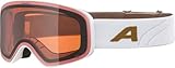 ALPINA LADIS Q - Verspiegelte, Kontrastverstärkende OTG Skibrille Mit 100% UV-Schutz Für Erwachsene, white-gold matt, One Size