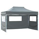 Tent Carport Pavillon Gartenpavillon - Faltzelt Pop-Up mit 4 Seitenwänden 3 x 4,5 m Anthrazit für Festival Camping Terrasse Events