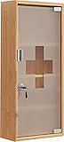 Zedelmaier Medizinschrank aus Bambus, Abschließbarer Arzneischrank, Hausapotheke, Erste Hilfe Schrank,Glastür mit Schloss (4 Fächer 12T x 27B x 57H cm)