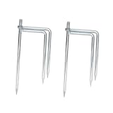 Yardwe 2 Sätze Dreipoliger Erdungsstecker Schirmpfahl Schirmhalter Sonnenschirmständer Strand Sand Strand Schirmständer Regenschirmständer Stangenhalter Rechtwinkliger Ständer 2 Stück * 2
